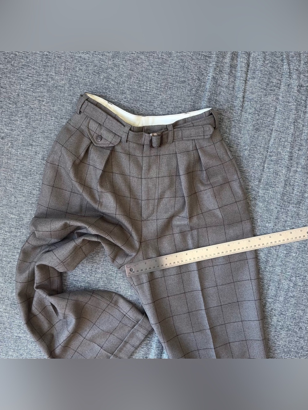 Vintage Ralph Lauren 100% Wool High Waisted Belted Pants Size 6 Plaid MiUSA 80s - Picture 16 of 16
